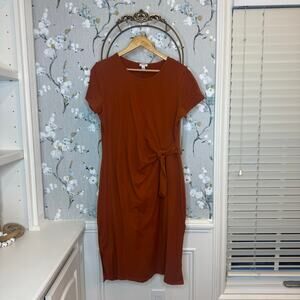 J Crew Factory Burnt Orange Short Sleeve Midi Dress - Size Large